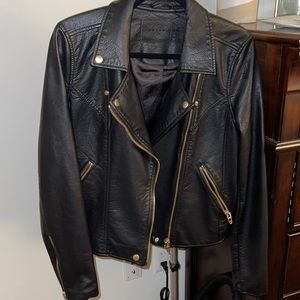 Blank NYC faux leather jacket with gold detailing